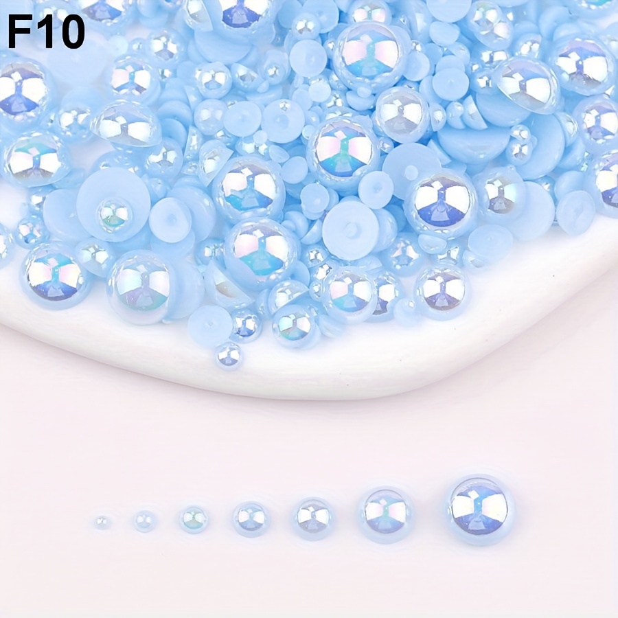 Pack Of 500pcs, Ranging From 2mm To 10mm In Size, Featuring Of 7 Sizes Of Ab Colored Flatback Half Round Pearl Rhinestones. Multi-colored Are Non-hotfix Jewelry Beads