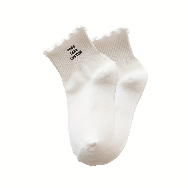 TEMU 1 Pair Personalized Custom Face Mid-calf Socks With Embroidered Text - Unisex Novelty Gift For Valentine's Day, Birthdays, Couples - Hand Wash