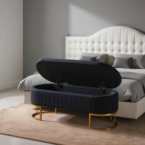 storage stool at the of the bed velvet upholstered storage rest