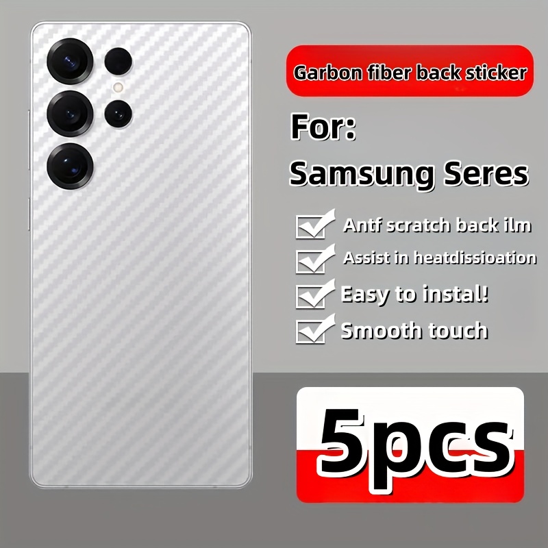 TEMU Phone Case: 5pcs Carbon Fiber Anti-scratch Back Film For Galaxy S25 Ultra/s25 Plus/s25/s24 Ultra/s24 Plus/s24/s23 Ultra/s23+/s23/s22
