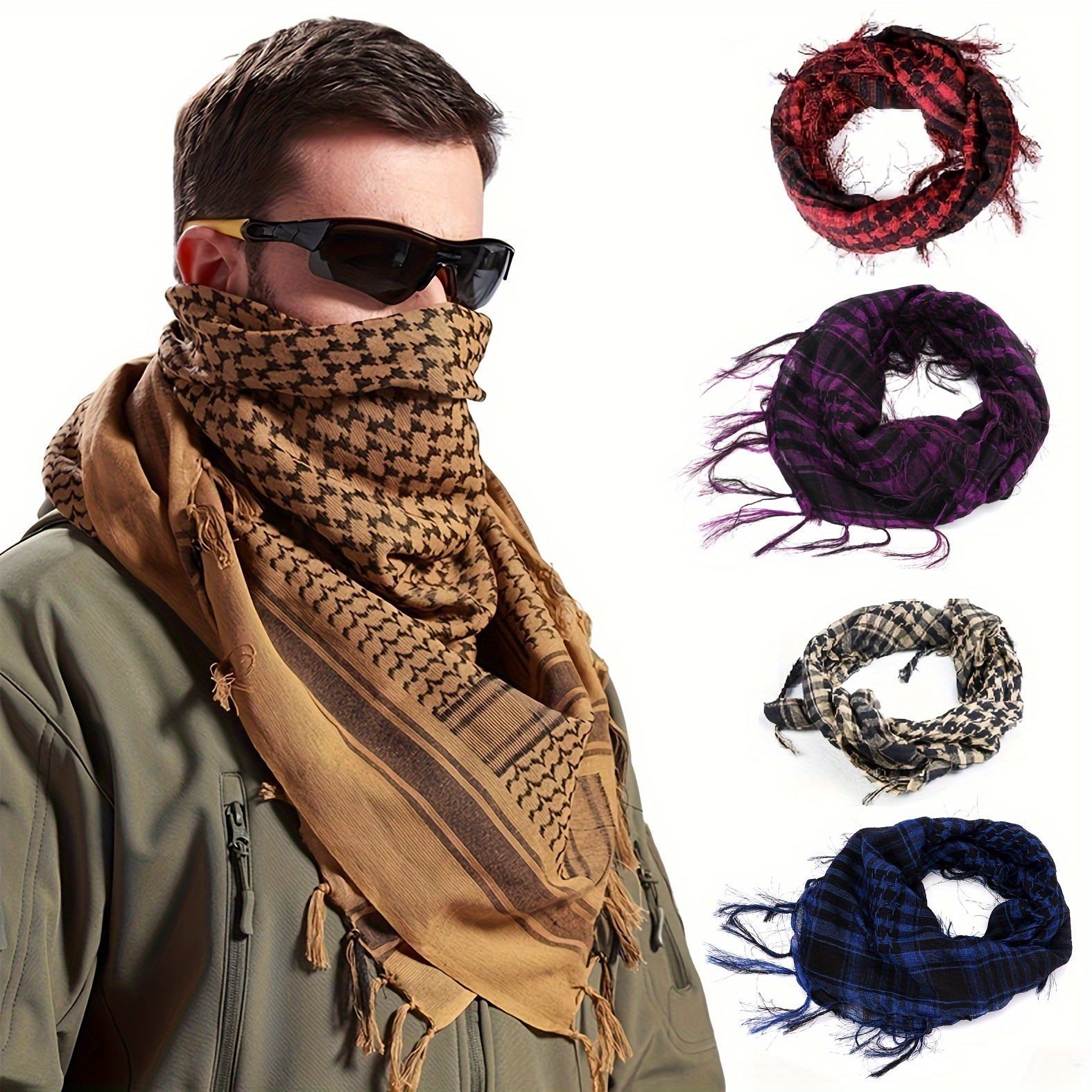 1pc Bufanda larga de moda para hombres, bufanda de punto a prueba de viento  de color sólido para mantenerse caliente en otoño e invierno, elección ide
