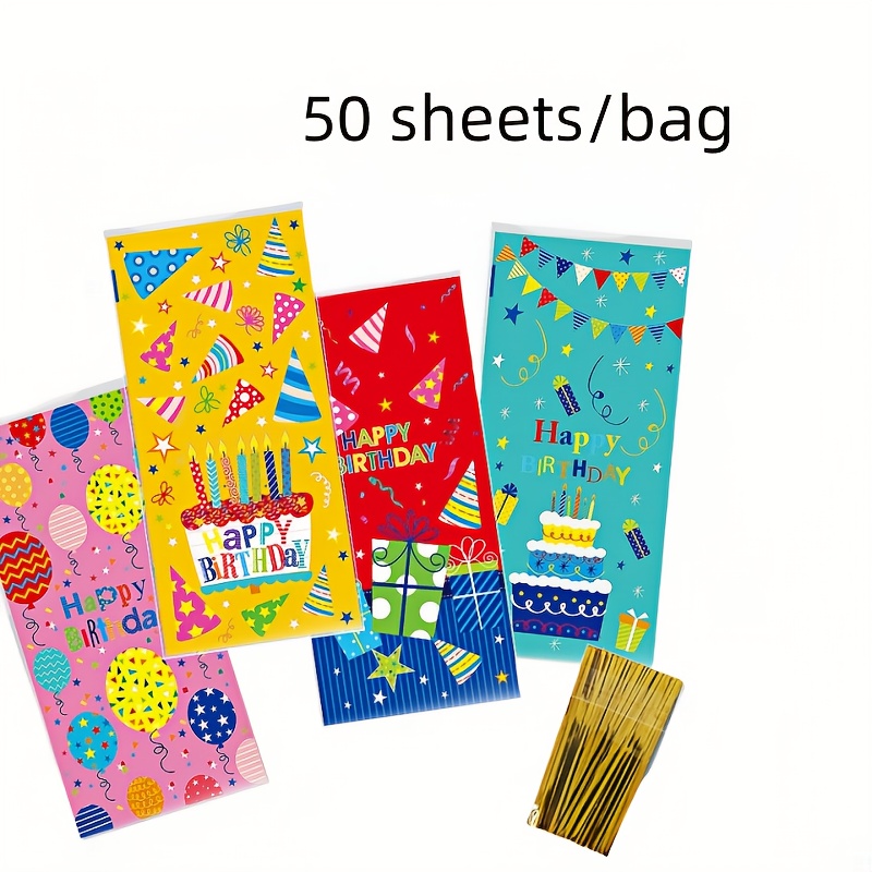 50 Stück Bau-Partytüten Mit Goldenen Bändern – Für Süßigkeiten, Mottoparty, Ca. 27,5x12,5 Cm