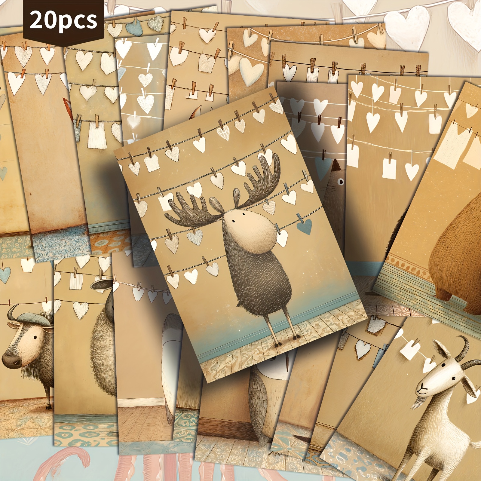 20-pack Vintage Postcards - 4x6 Inches Retro Junk Journal Paper, Classic Pinup Illustrations, Collectible Decorative Painting Cards For Scrapbooking & Crafting