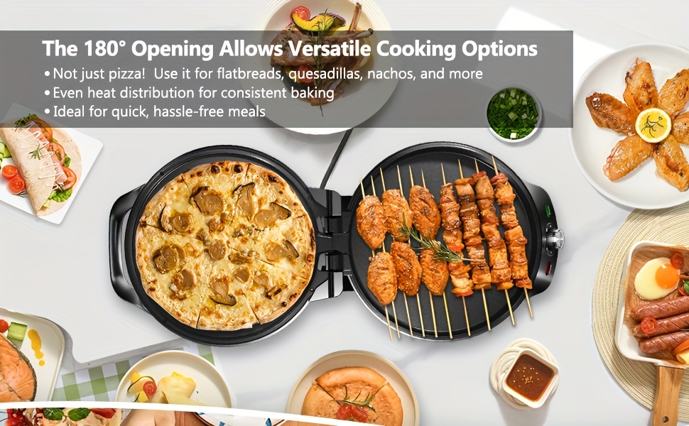 1500w indoor electric grill and pizza maker dual sided cooking with non stick grilling surface 30 min timer auto shut   for bbq steak pizza quesadillas sandwiches veggies   appliance gift for home cooks christmas presents quick meals   durable construction busy professionals Product details 3