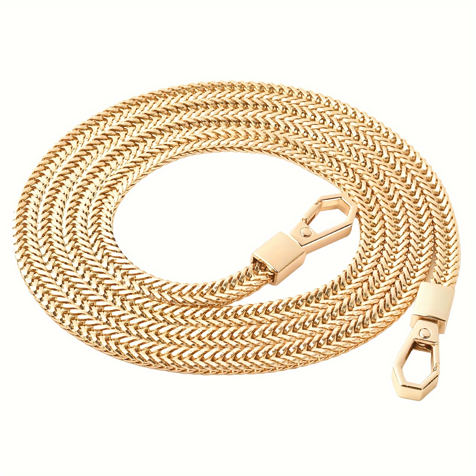 

Gold Flat Snake Bone Metal Purse Chain 47" | Crossbody Handbag Shoulder Strap With Durable Metal Buckles | For Diy Bag Accessories
