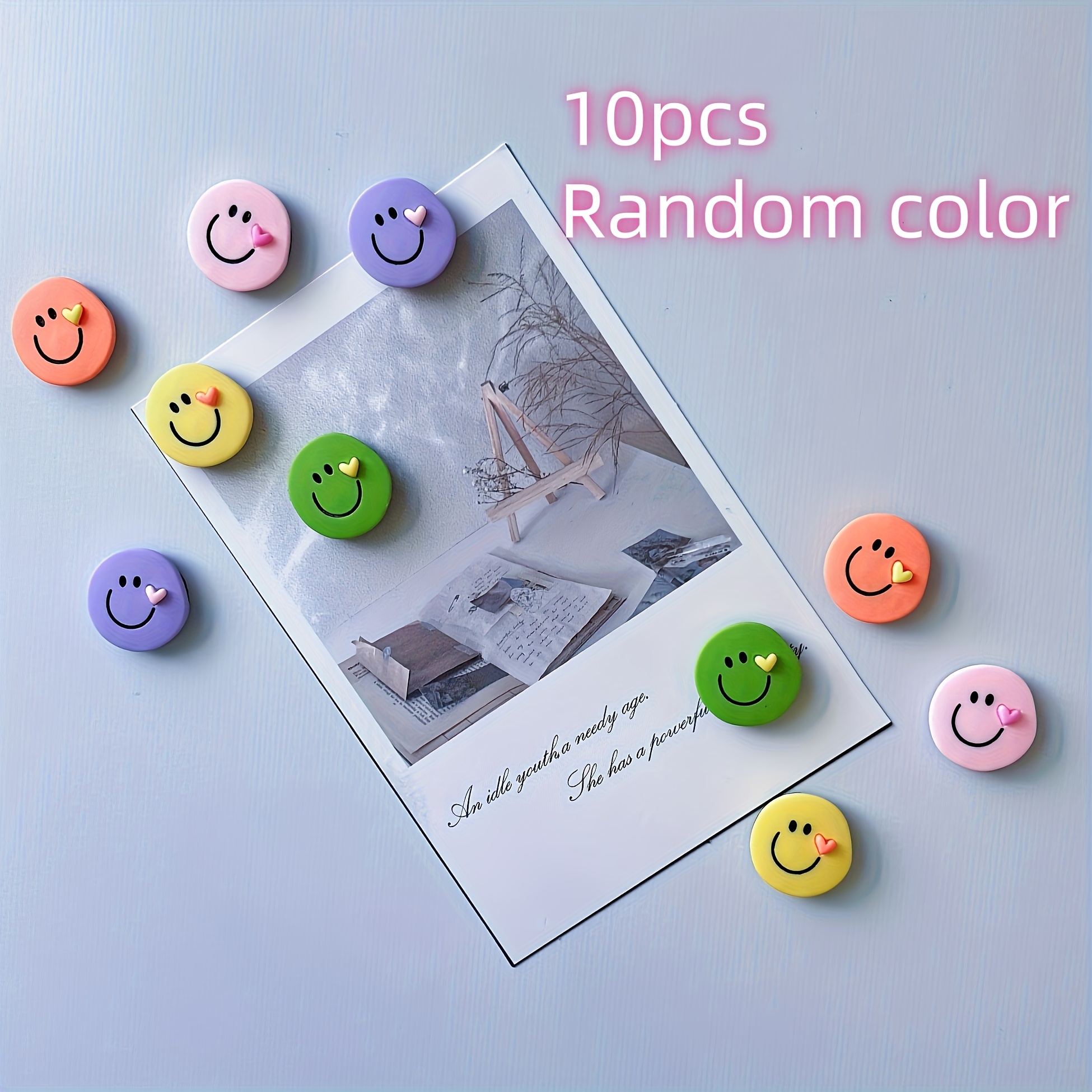 Image of Round Magnets, 5/10pcs Random Color, Colorful Plastic Round Decorative Magnets For Refrigerators, Kitchens, Suitable For Christmas, Valentine' S Day, Father's Day, Mother' S Day Gifts