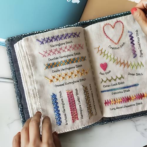 beginner sewing kit french embroidery book with 106 techniques sewing manual creative mini sewing book embroidery thread guide portable travel mini sewing kit ideal for lovers and beginners perfect gift for knitting lovers mothers day gift