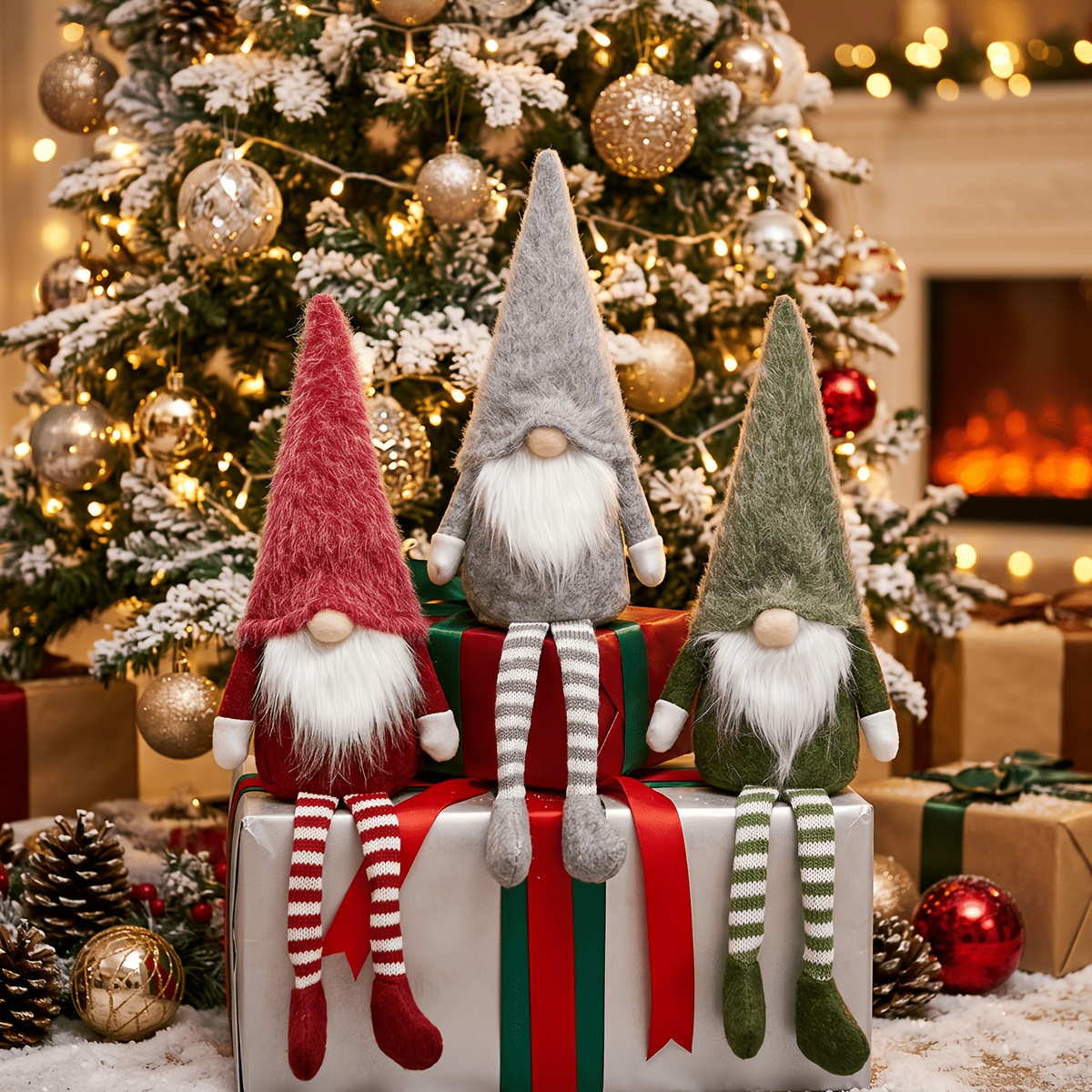 TEMU Figurines Gnome de Noël Décoration de poupée Style Nordique Visageless Vieil Homme Décoration Décorations de Noël Parfaites pour suspendre à et