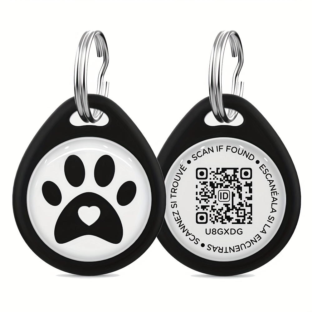 E-shop Leichter Smartes Haustier-ID-Tag mit QR-Code - ABS-Harz Hund & Katze Namensschild, Pfotenabdruck-Design, Online-Profilbenachrichtigungen für