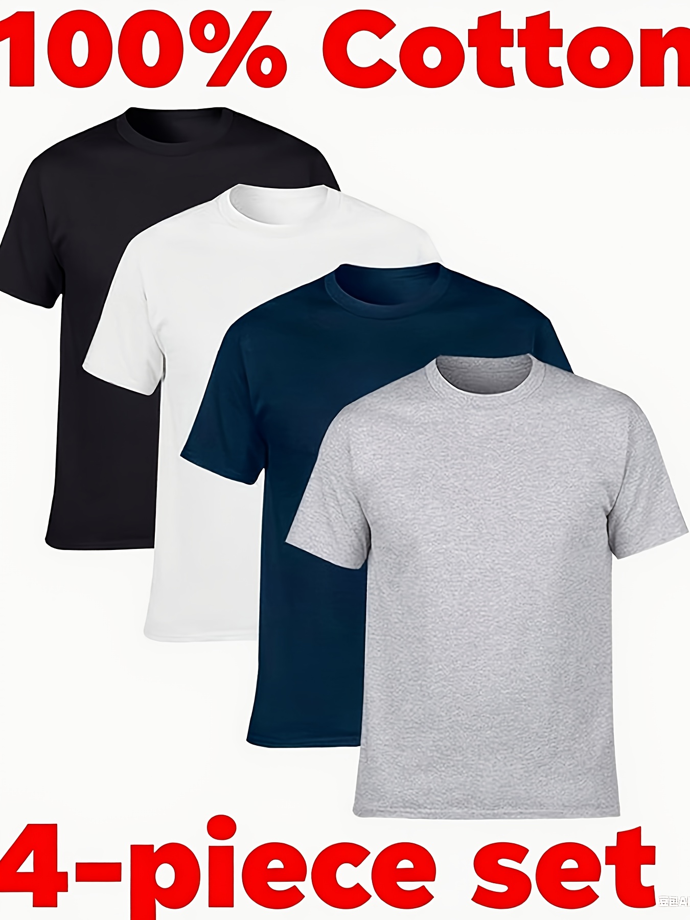4pcs mens summer cotton solid color t shirt lightweight round neck t shirt   casual for summer sports 5001