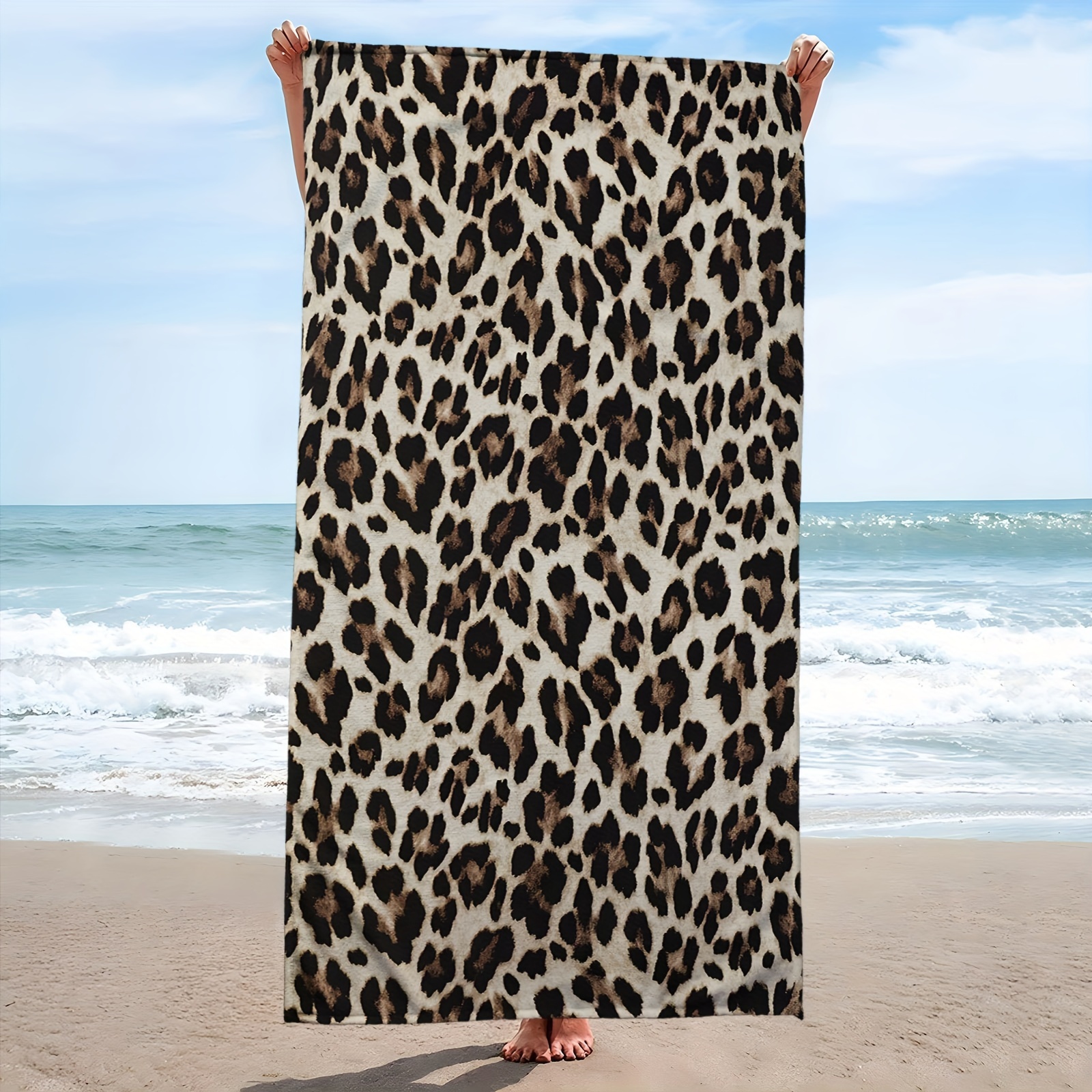 Kuva tulossa: TEMU Leopardenmuster Extra Large Strandtuch - Mikrofaser, superabsorbierend, geeignet für Reisen, Schwimmen, Tauchen, Surfen, Yoga, Camping und alle Jahreszeiten - Nur Handwäsche