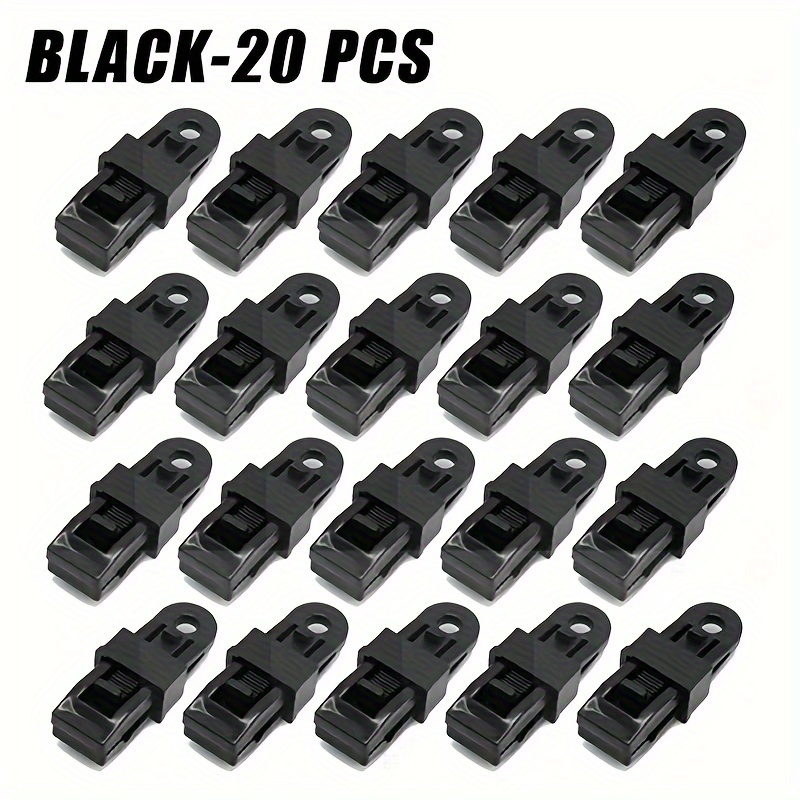 

20pcs Durable Tent Clips For Windproof Tarp Fixing - Essential Outdoor Camping Gear For Reusable Awning And Climbing Accessories