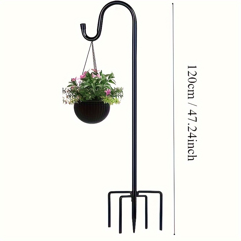 Shepherds Hooks For Outdoor, Heavy Duty Bird Feeder Pole With 5 Base Prongs, Garden Hanging Holder For Bird Feeders, Solar Light Lanterns, Garden Plant Hanger Stands