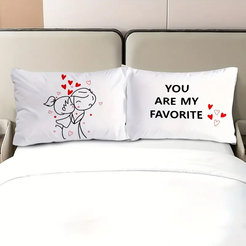 2pcs couple pillowcase 50 75 50 90 kawaii cartoon pillowcase made of 100 polyester spandex fabric digital printing technology Product details 0