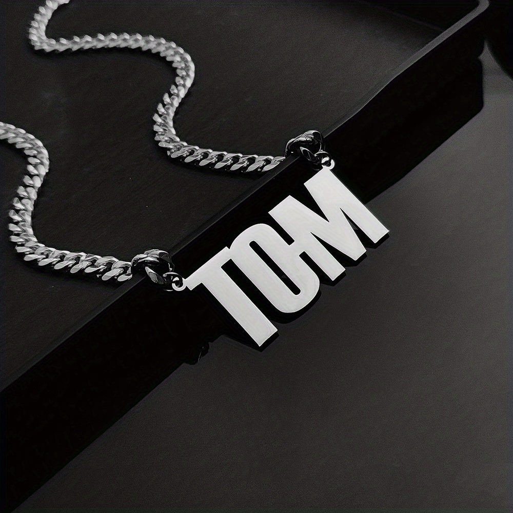 TEMU Custom Personalized Name Necklace, Fashionable And Elegant Style, 304l Stainless Steel, Hypoallergenic, Unisex Design, For Money, 18k Golden
