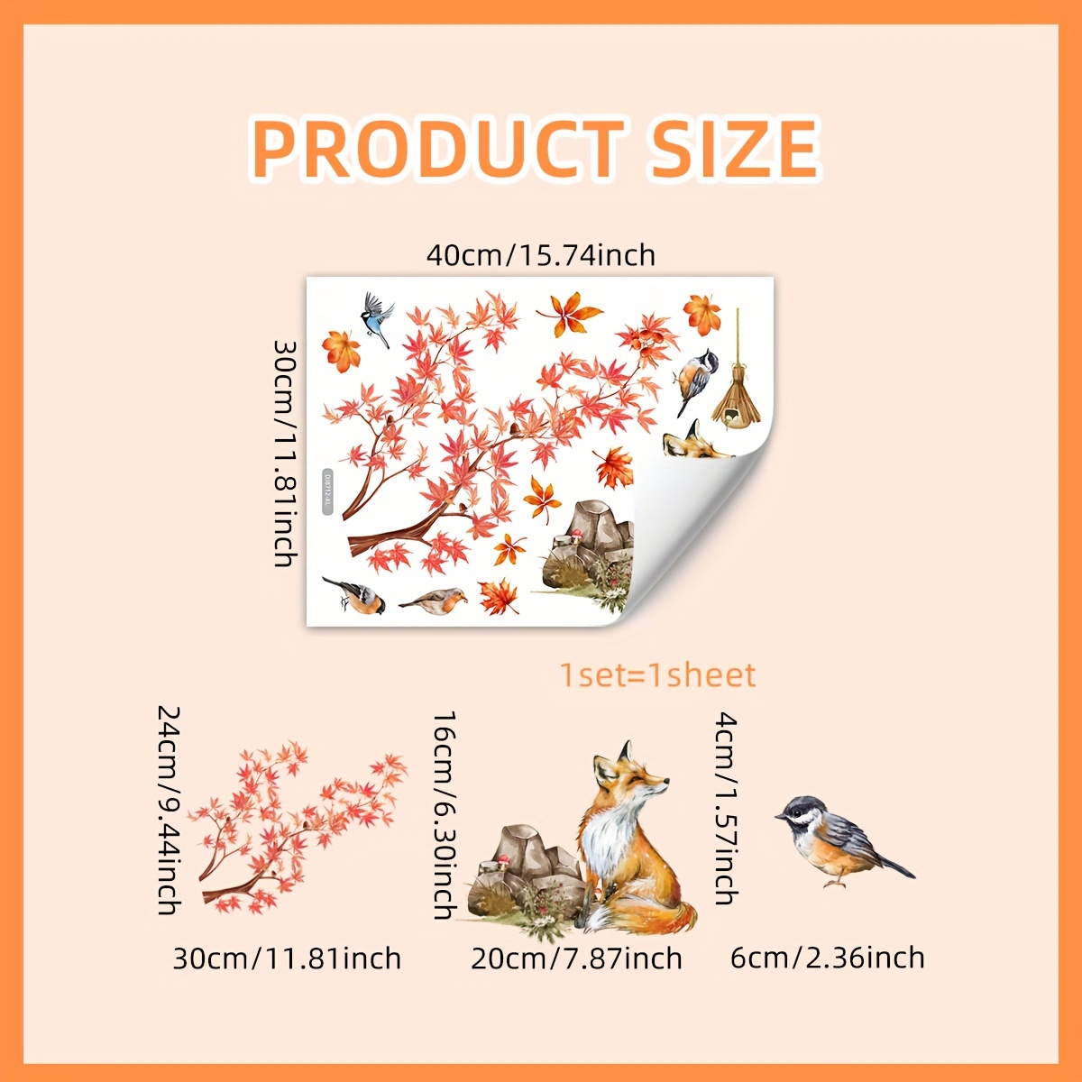 Image of Fox & - Reusable, Electrostatic Pvc Decal For Decor, 5mil