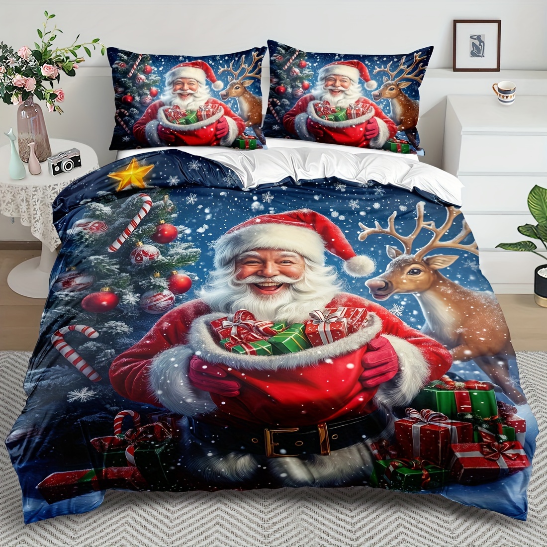 

- 2/3pcs, Comfortable , Christmas Bedding Set, Christmas , 100% Washable, , , Includes 1 Cover + 1 Pillowcases ( Not Included)