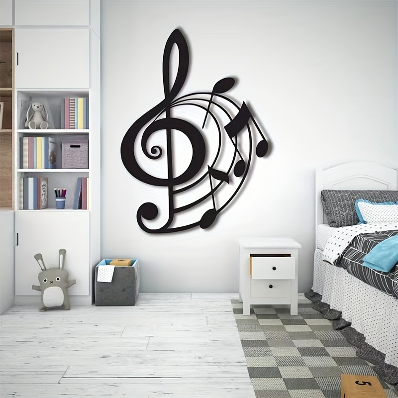 

1pc, Happy Musical Notes Metal Wall Stickers Art Silhouette Decorative Painting Home Art Silhouette Iron Art Silhouette Metal Decoration