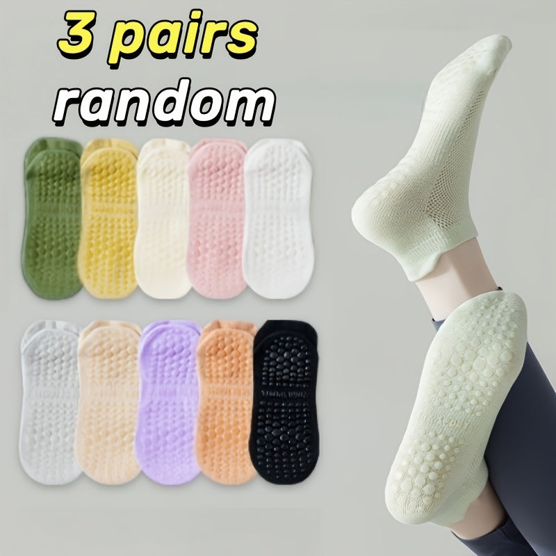 TEMU Random 6-pack Women's Yoga Socks, Designed To Prevent Slipping, Ideal For Pilates And Gym Workouts, Featuring Moisture-wicking And A Breathable