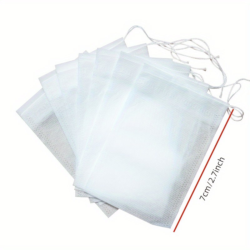   pack non woven transparent tea bags with drawstring ideal for spices herbs and flower teas convenient soaking cloth material details 3