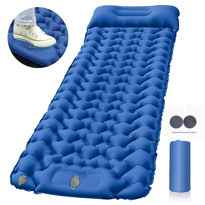 Foot Stepping Inflatable Mat Camping Sleeping Mat Widened Outdoor Inflatable Bed Lunch Mat Moisture-proof Toilet With Pillow Folding Lightweight Inflatable Mat