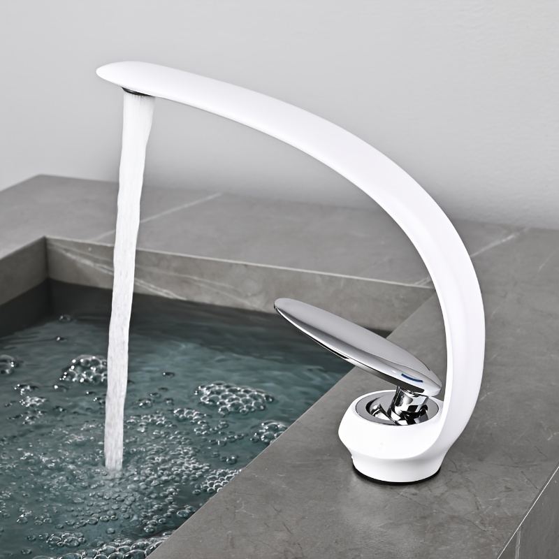 1 szt. Biały kran Kreatywny uchwyt galwaniczny Kuchnia Umywalka do łazienki Kran ciepłej i zimnej wody do basenu i do użytku zawodowego Instrukcja pływania i korzystanie z hotelu