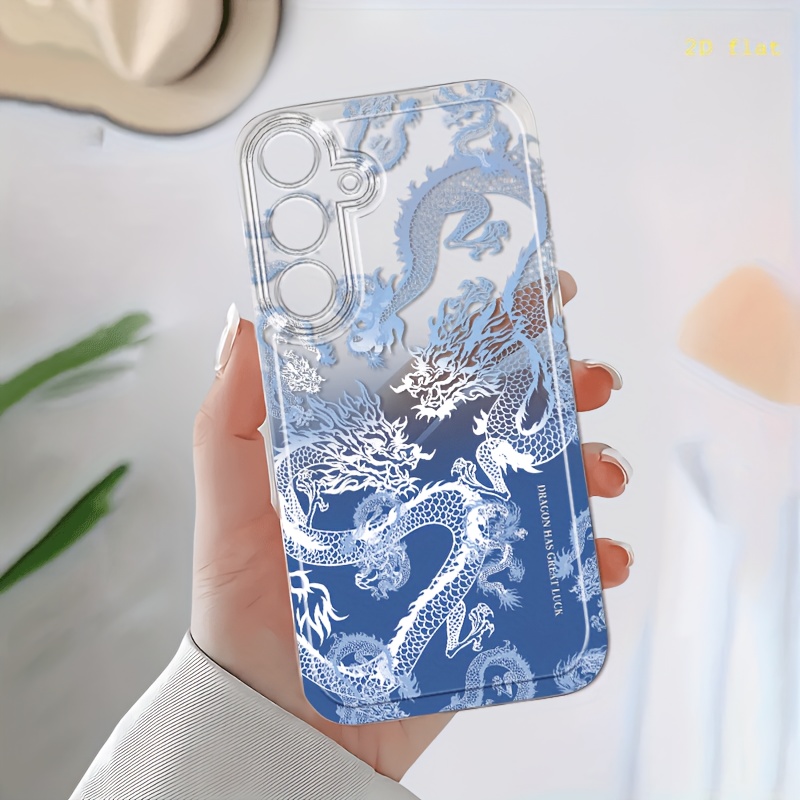 TEMU Phone Case - Gradient Blue Dragon 2d Flat Pattern Phone Case Suitable For Galaxy A03s A05s A06 A07 A13 A14 A15 A16 A17 A22 A23 A24 A25 A26 A32
