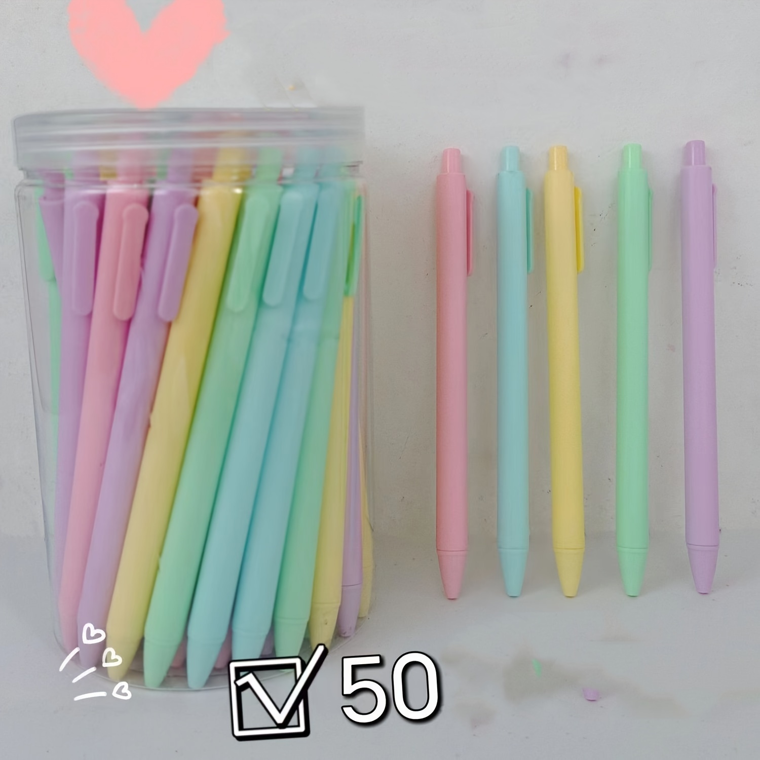 

Pack Of 50 Macaron Gel Rollerball Pens - Quick Drying Plastic Medium Point Pens For Students And Office Stationery