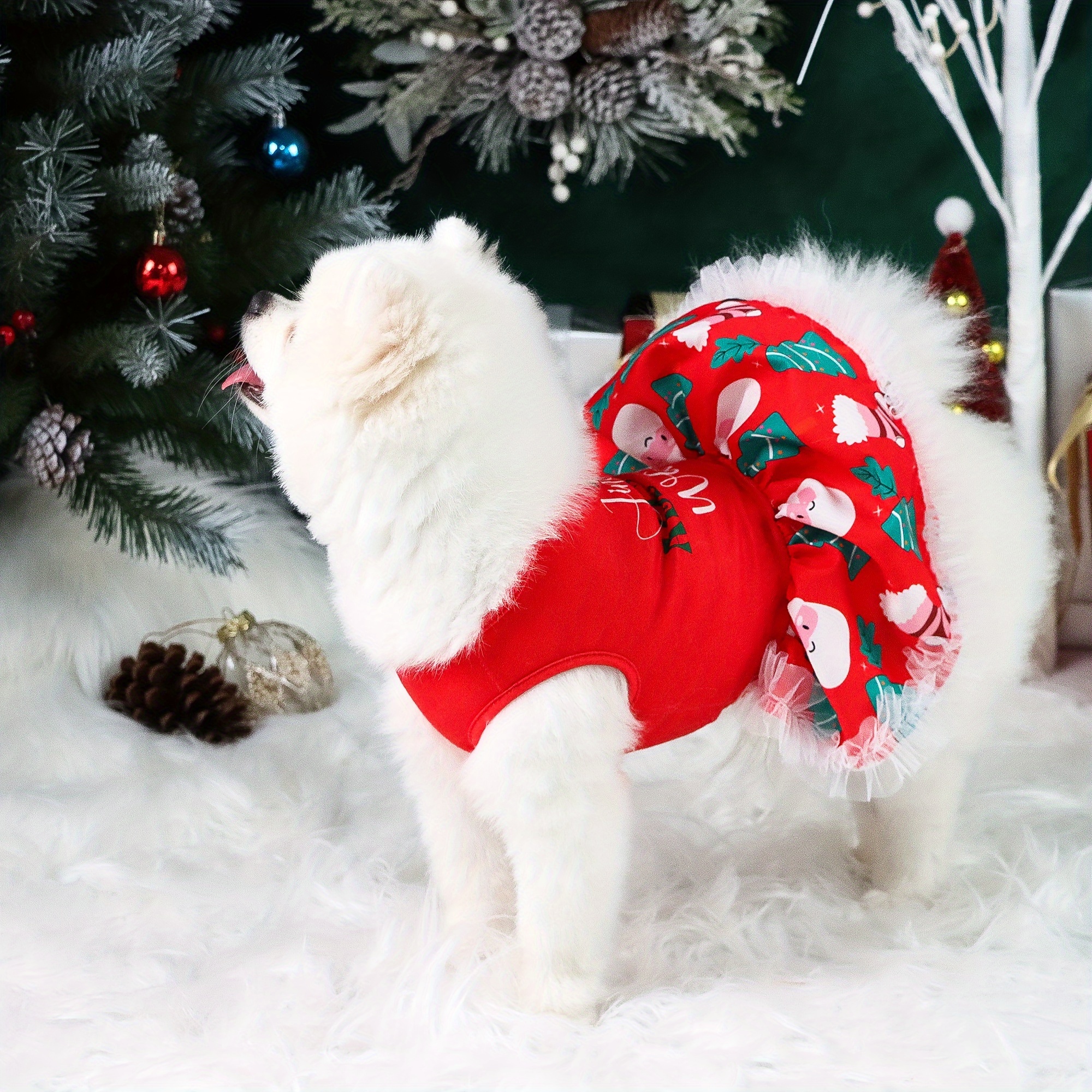 dog christmas dresses puppy clothes cute christmas tree - Temu