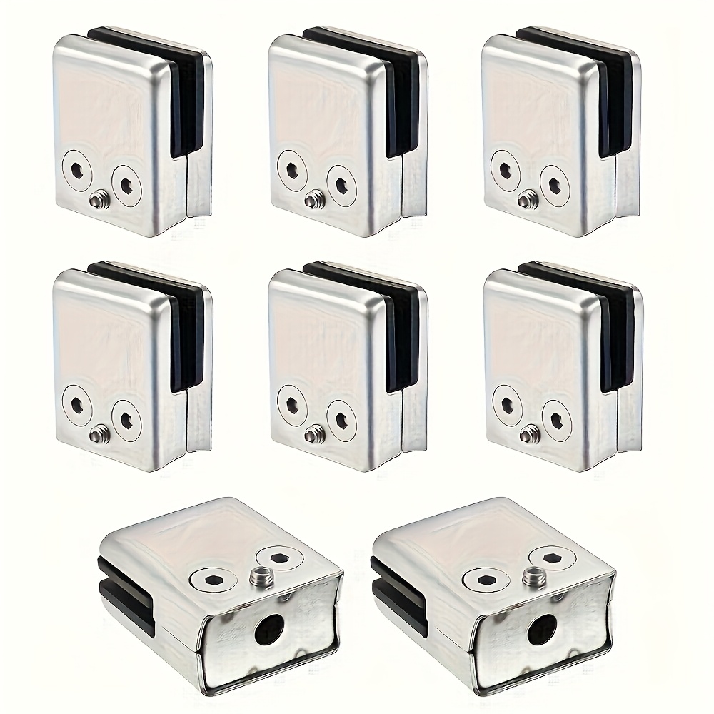 E-shop 8 Stk. Edelstahl-Glasaufnahmen – Elegante, gebogene, quadratische Halterungen für 8 mm dicke Brüstungs- & Treppengeländer, langlebige