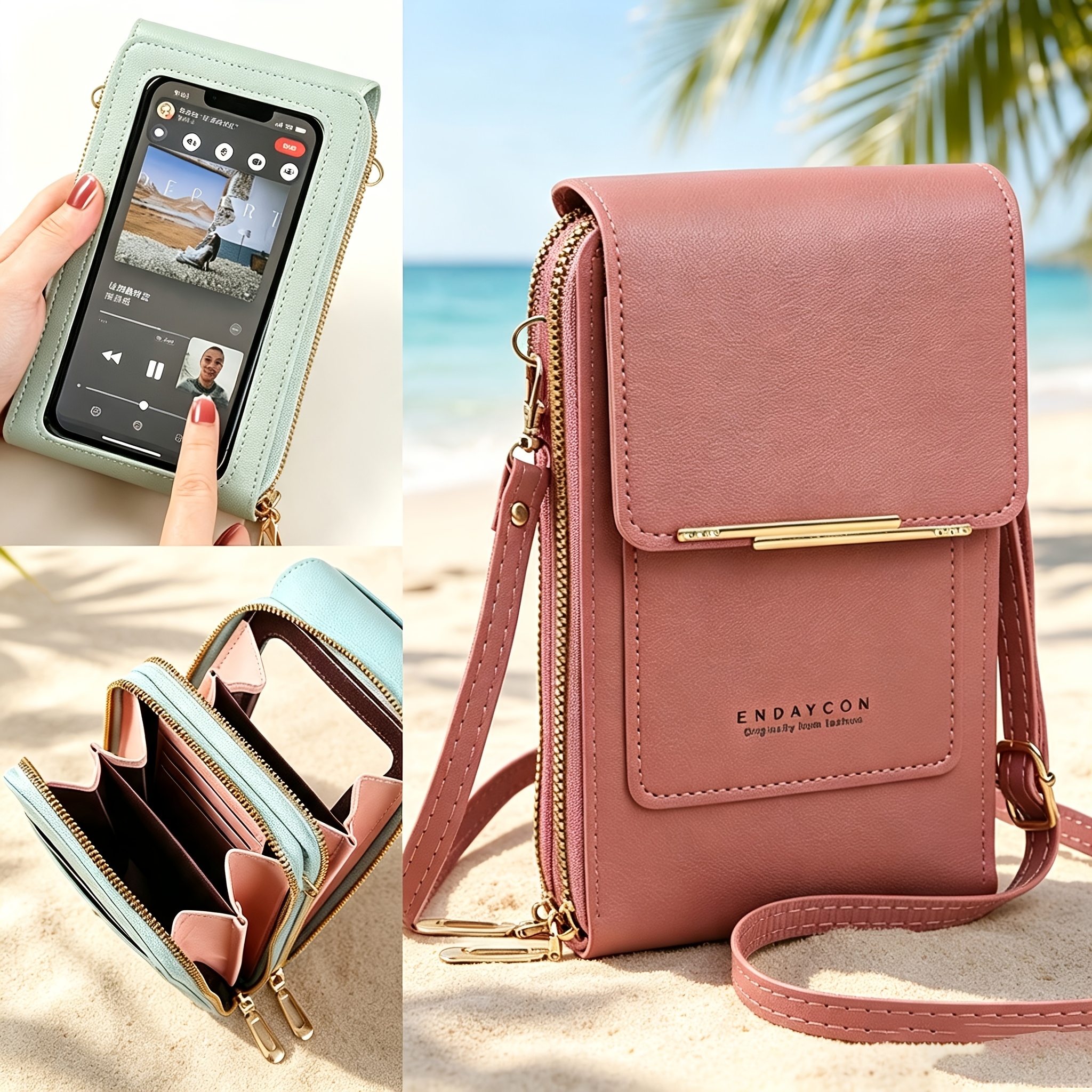 Vacation-style Women's Travel Wallet, Large Capacity, Simple and Fashionable, Multifunctional with Multiple Card Slots, Convenient Mini Crossbody Pouch for Phones