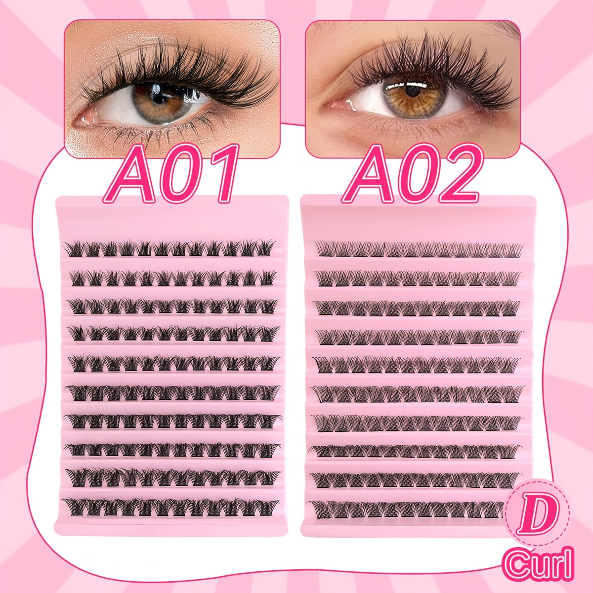 

120pcs Lashes 8-16mm - D , Fluffy Individual Extensions For , Beginner-friendly & Reusable, Ultra-thin 0.05mm/0.07mm, Anime & Makeup Styles