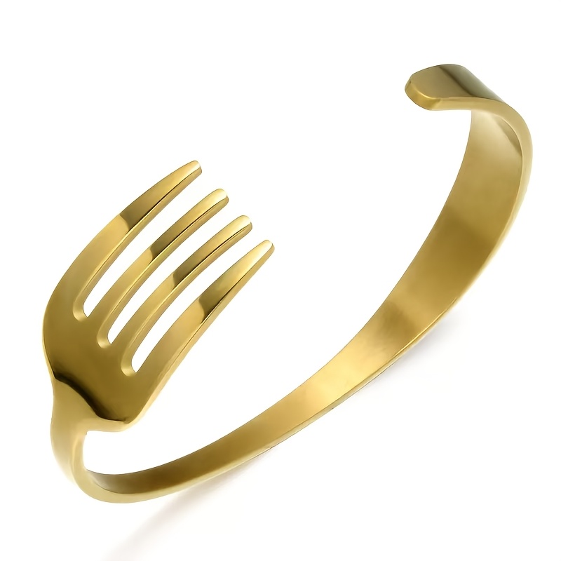 TEMU Un accessorio in acciaio inossidabile facile e , una braccialetto universale a forma di forchetta per di genere