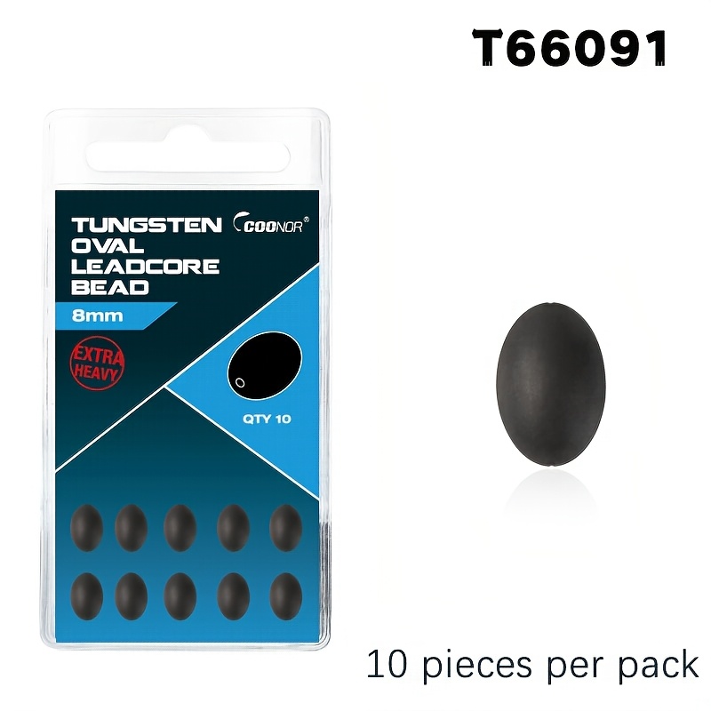 Image of 10pcs Coonor Oval Beads | Extra Heavy 8mm Carbon Powder + Tpe, Quick Sinking For Carp Fishing And Hair Hook Setups