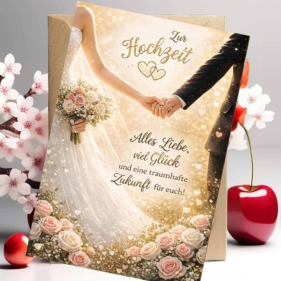 A Stylish Wedding Greeting Card, Perfect For , To On Their Anniversary, Featuring Floral Designs