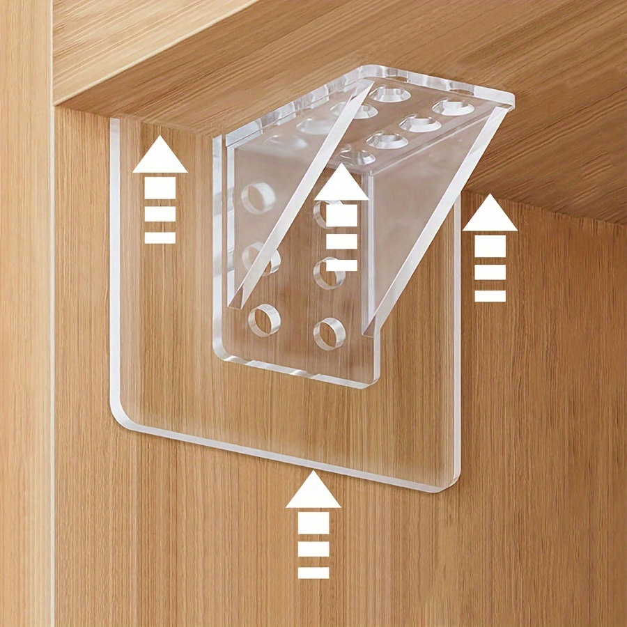 

10pcs Clear Self-adhesive Shelf Support Pins - , No-drill Plastic Brackets For Cabinets, Closets, Bookshelves With Arrows