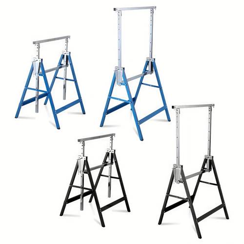 photo de l'article établi déchafaudage 2 pièces, de charge 200 kg, établi pliant, réglage de sur 7 niveaux (80-130 cm), support détabli en métal doré, cadre de support, établi pliant (bleu argenté/noir)
