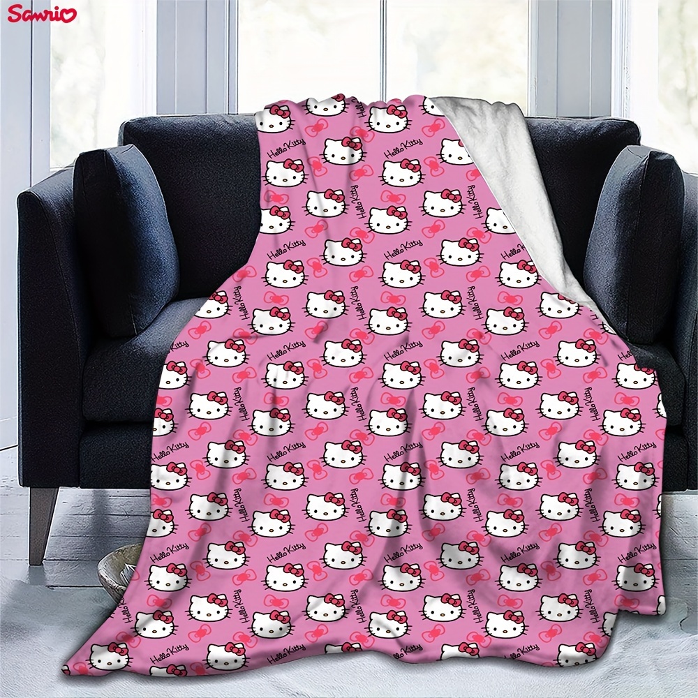 

1pc Hallo Kitty Flannel Blanket, Gift Square Blanket Soft And Comfortable, Suitable For Adults At Home Picnic Travel