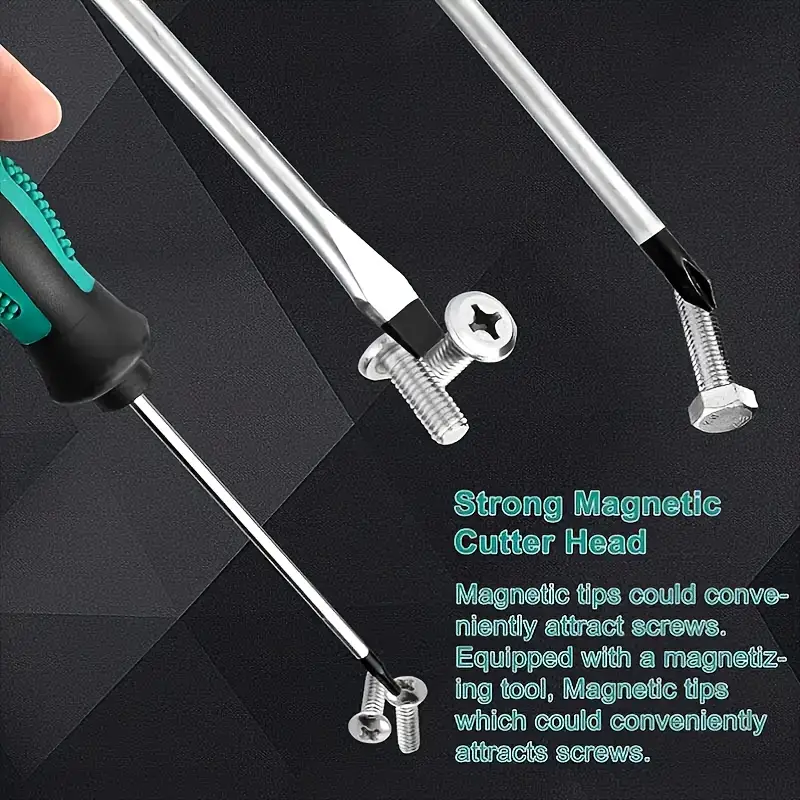 12pcs magnetic screwdriver set chrome vanadium steel multi purpose with phillips flat torx heads non slip rubber handle portable tool case universal repair hand tool kit Product details 2