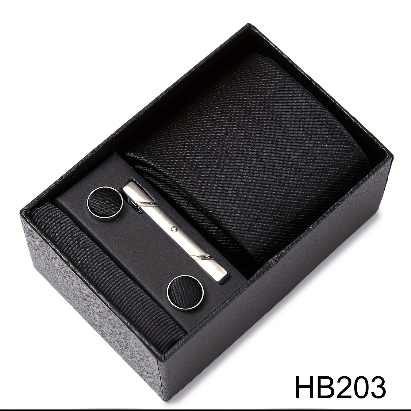 TEMU Solid Color Men's Suit Essential Additions - Men's Necktie Square Scarf Cufflinks And Tie Clip, Suitable For Formal Weddings And Business Attire