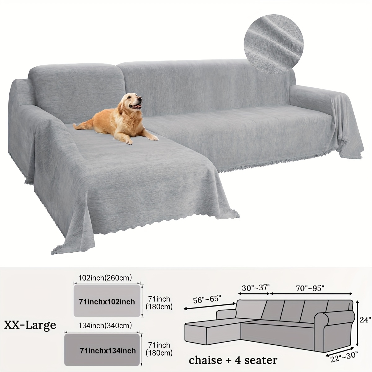 Image of 2pcs Of Double-sided Chenille Sofa Covers, Suitable For Chaise Lounges, Reusable, Easy To Clean, Pet-friendly, Used As Blankets In Cold Weather