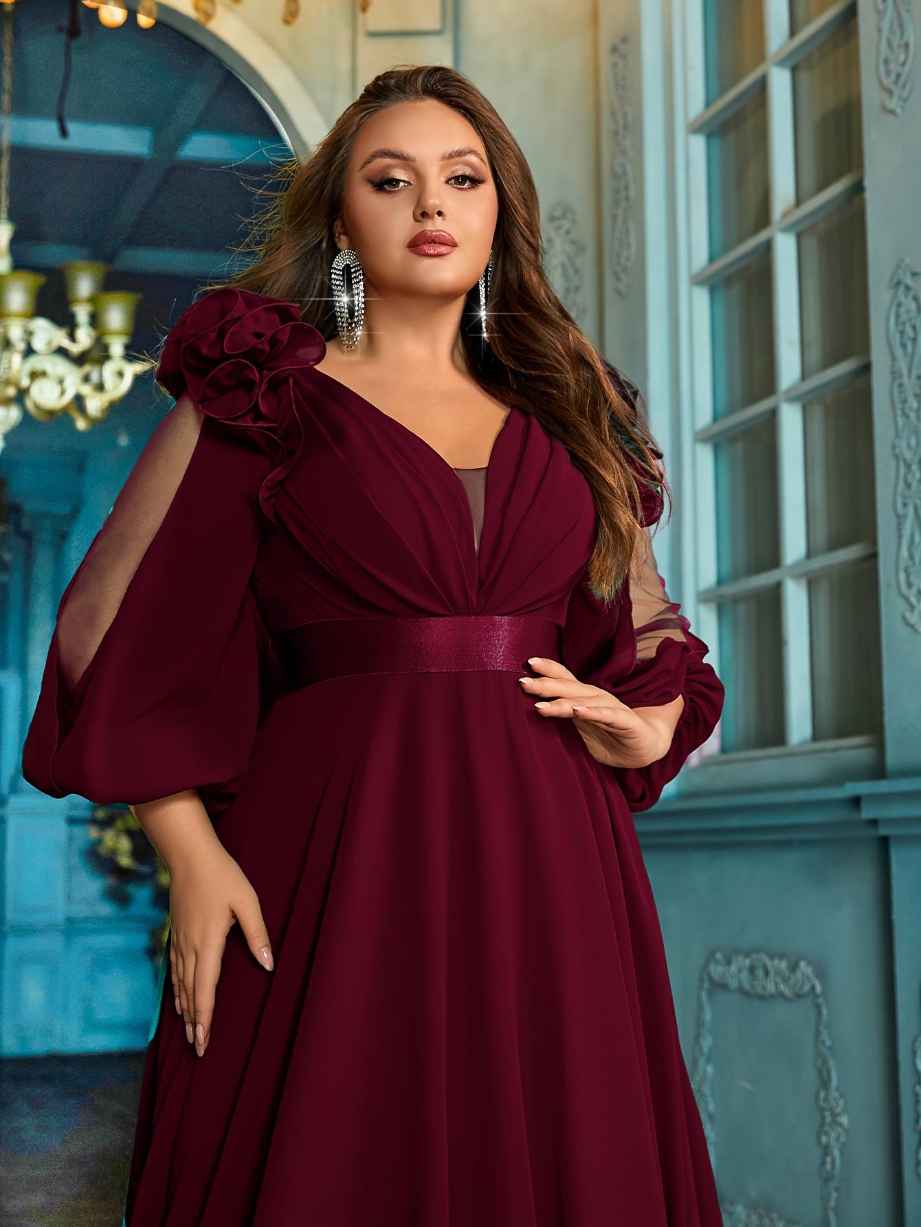 plus size plus size plus size womens v neck solid color - Temu Netherlands