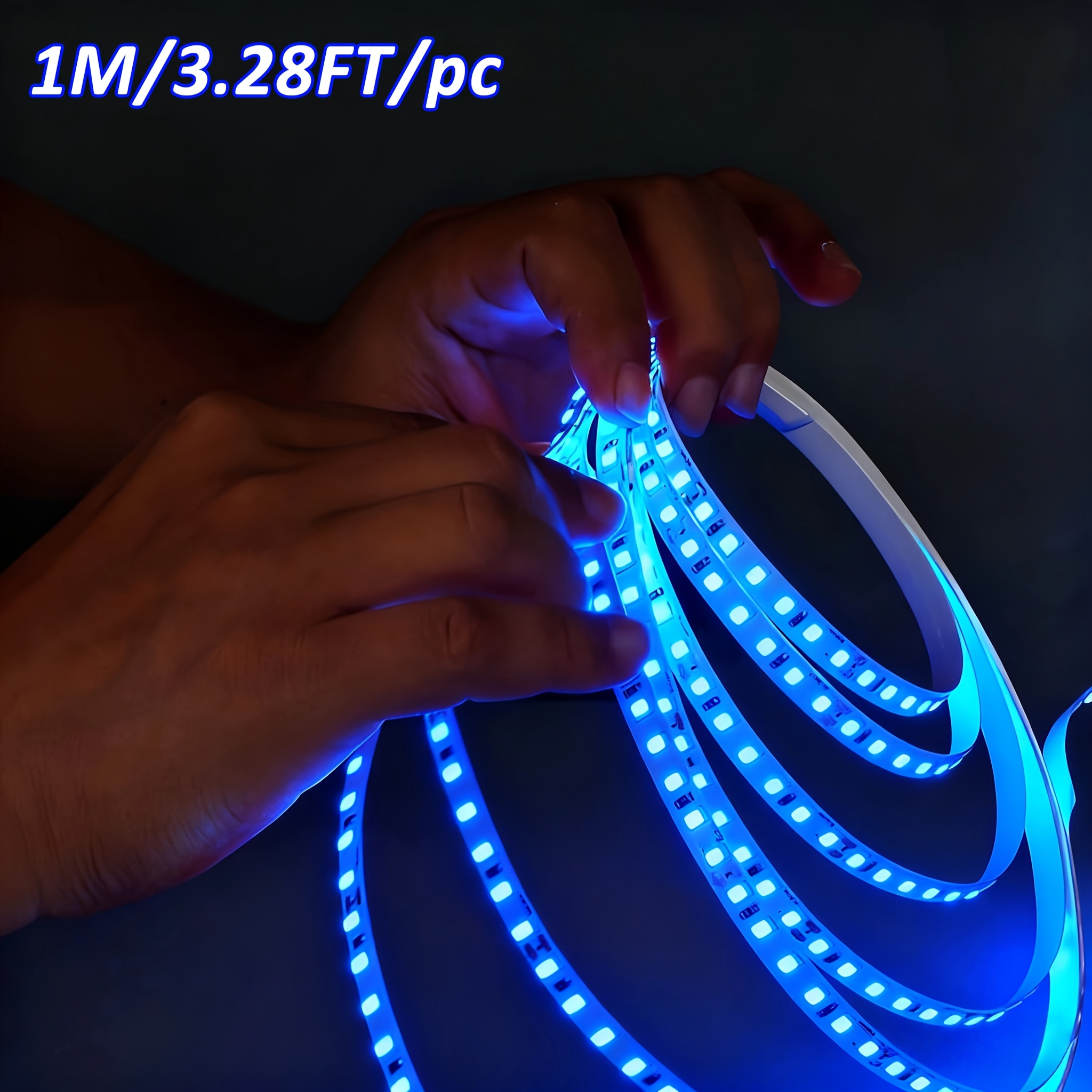 Image of 118.11-inch/pc Blue Led Flexible Light Strip With Self-adhesive Backing, Used To Home Lighting Scenes, Backyards, Decks, Boats, Living Rooms, Bedrooms, Kitchens, Ceilings
