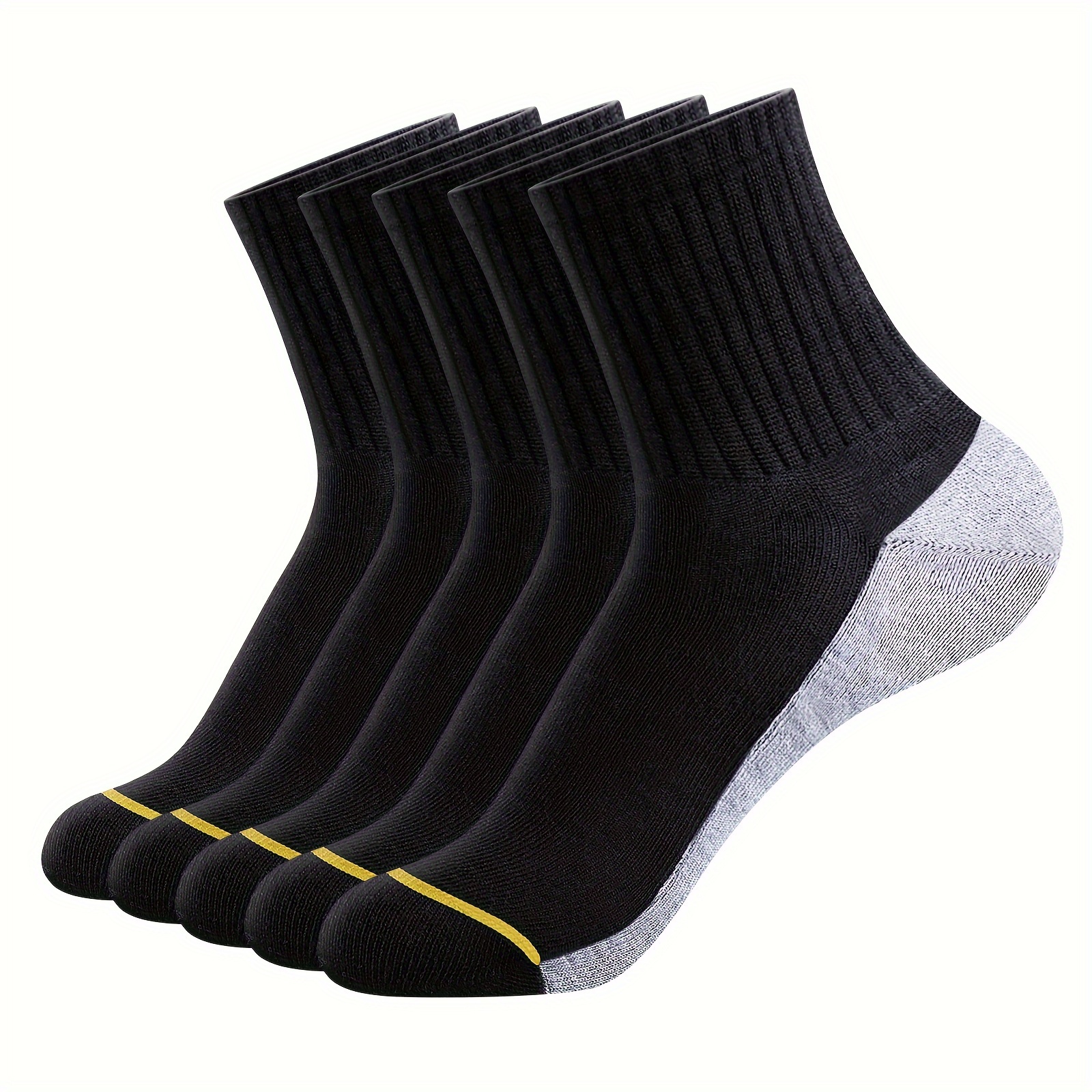 Image of 5 Pairs Of Men's Sports Socks Casual Office Formal Crew Socks Men's Black And White, Vintage Socks