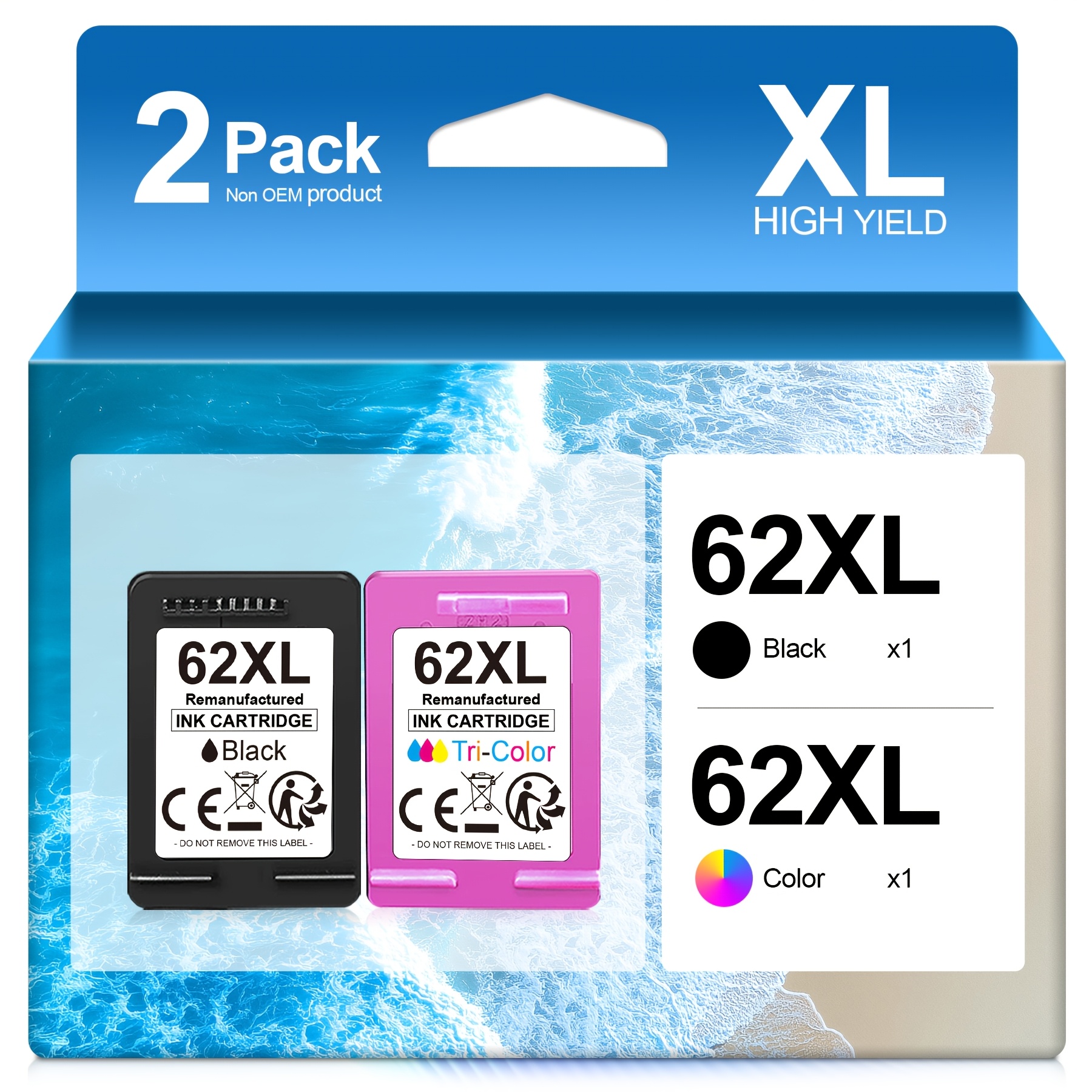 Image of 62xl 62 Xl Ink Cartridges Compatible For 62 Printer Multipack Replacement For 5640 5540 7640 5740 5742 250 200 5744 8040 5660 7645 8000