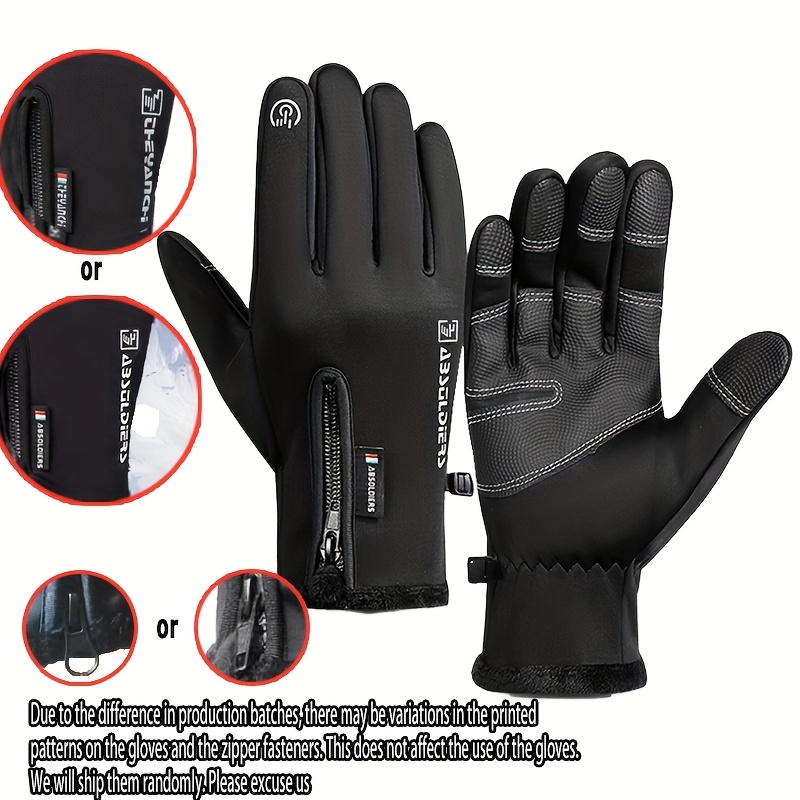 Autumn/winter Warm Cycling Gloves, Unisex Fashionable Touchscreen Zipper Cold-proof Gloves, Suitable For Outdoor Sports, Skiing, Fishing