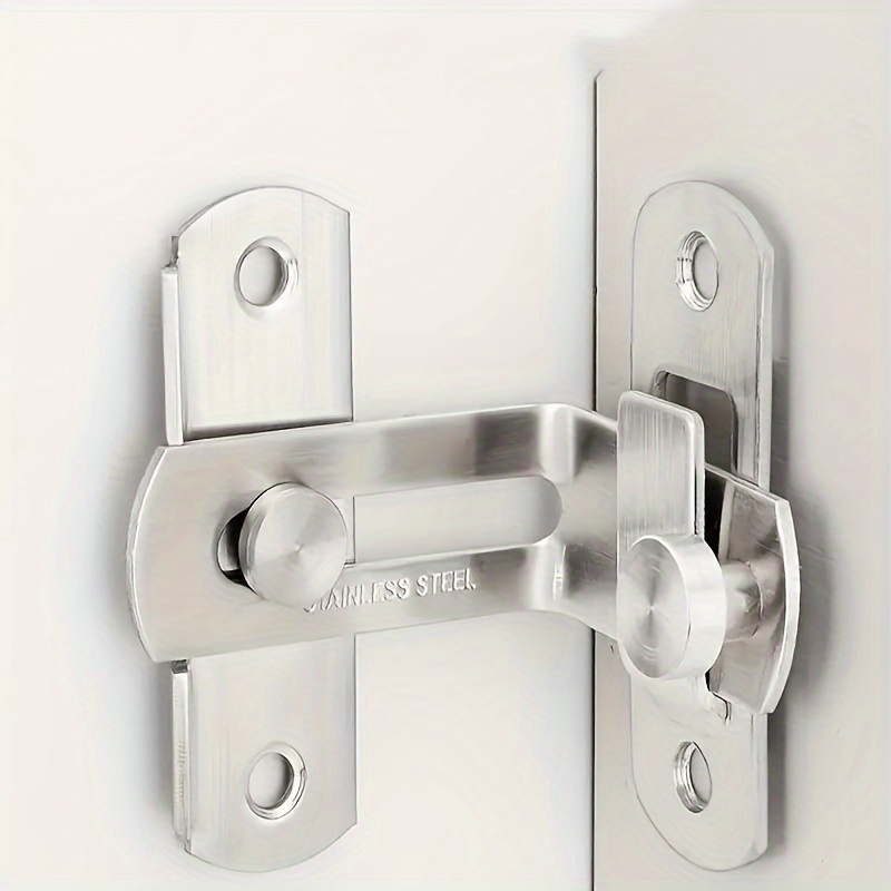 

A Simple Black 90-degree Lock Stainless Steel, Used As A Door In Households And Bathrooms, With Stainless Steel Accessories.