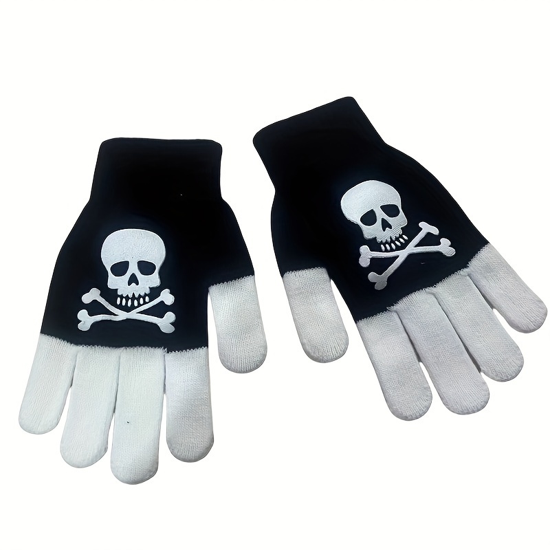 

Skeleton Print Polyester Knit Touchscreen-compatible Cold Weather For Men And Women - Hand Washable, Simple Style, 100% Polyester, Perfect For And Winter Balls