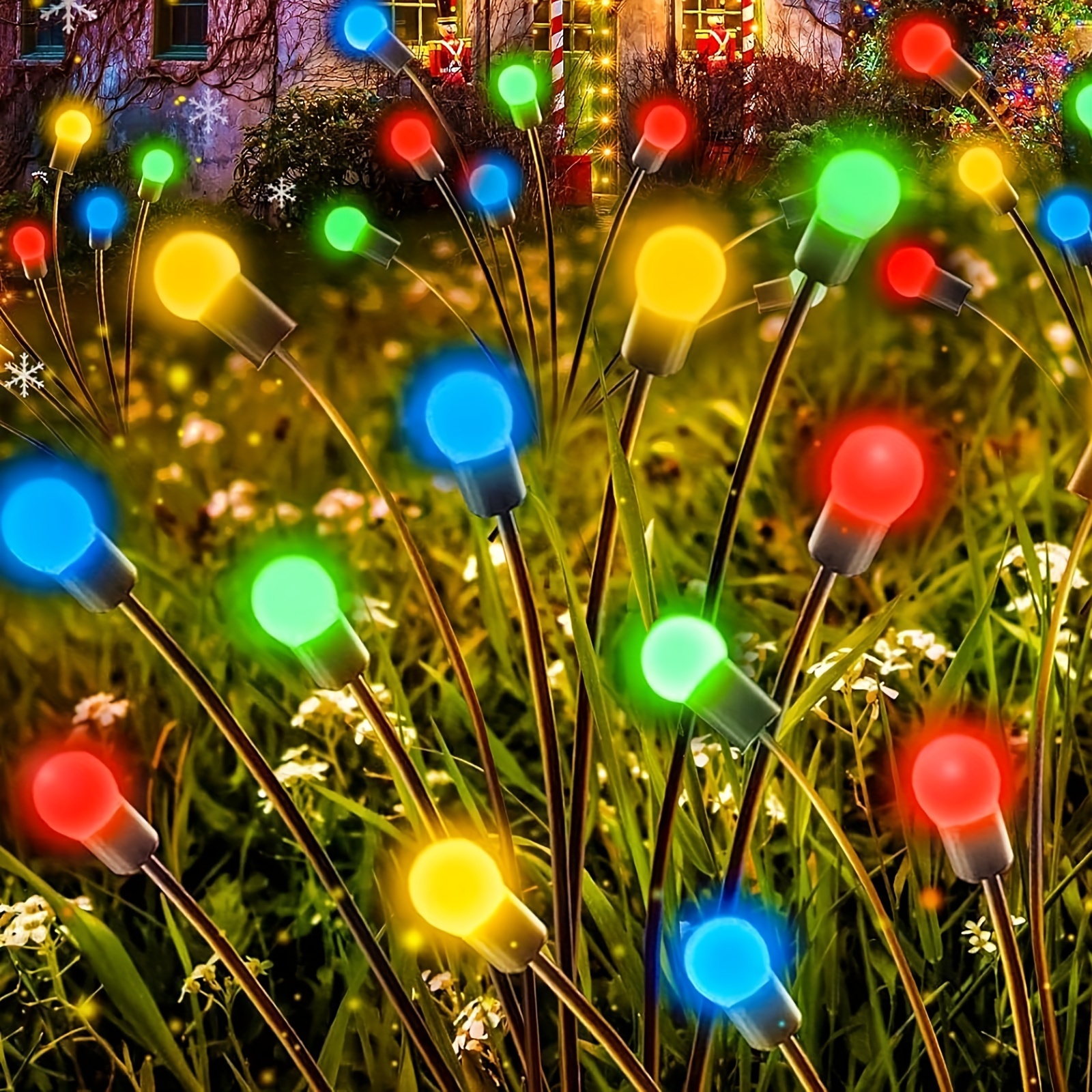 

2-piece Solar Firefly Lights - Multicolor, Waterproof Outdoor Decorative Lights For Garden Pathways, Yard Landscaping, Weddings & Christmas