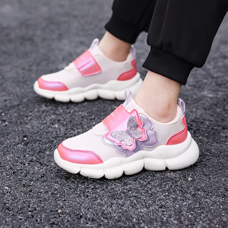 girls sneakers pink white mesh casual Temu Canada
